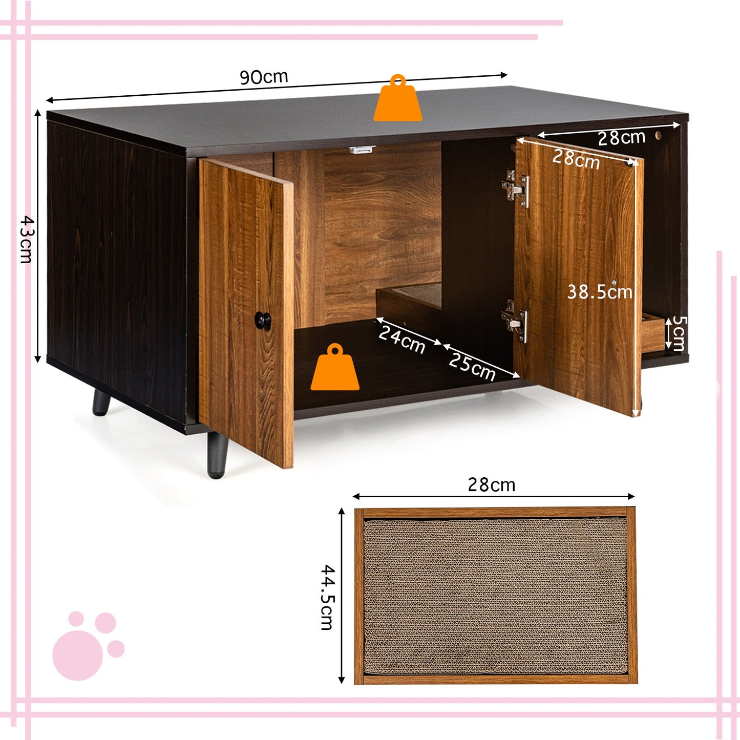 NNECW Cat Litter Box Enclosure with Divider for Large Cat & Kitty-Coffee