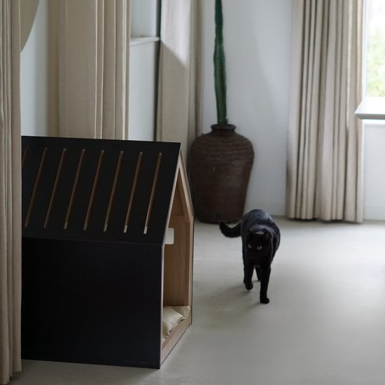 Niche pour animaux | bois | noir | 58 x 58 x 65 cm - STUDIO ANIMAUX