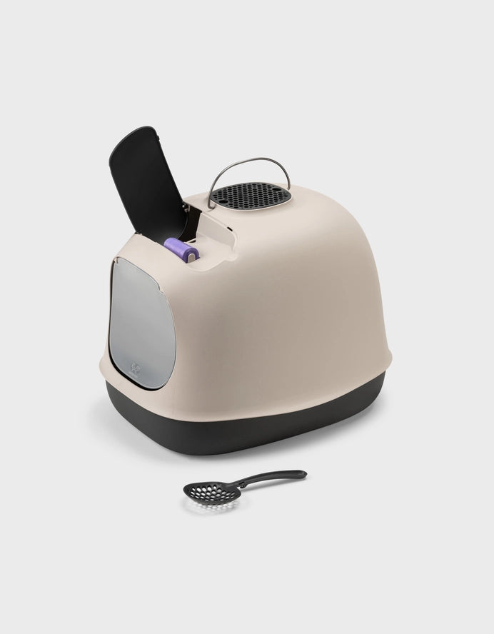 Bac à litière design avec filtre et accessoires de nettoyage - United Pets