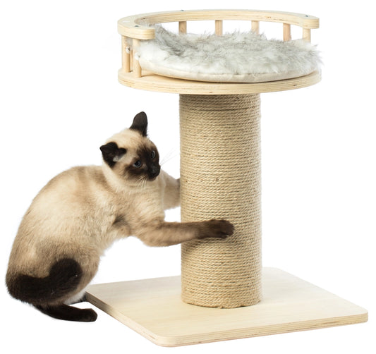 Arbre à Chat en Sisal en Bois avec Lit Pour Animal Domestique - Quickway Imports