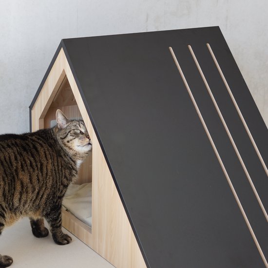 Maison pour chat | bois | noir | 75 x 50 x 53 cm - STUDIO ANIMAUX