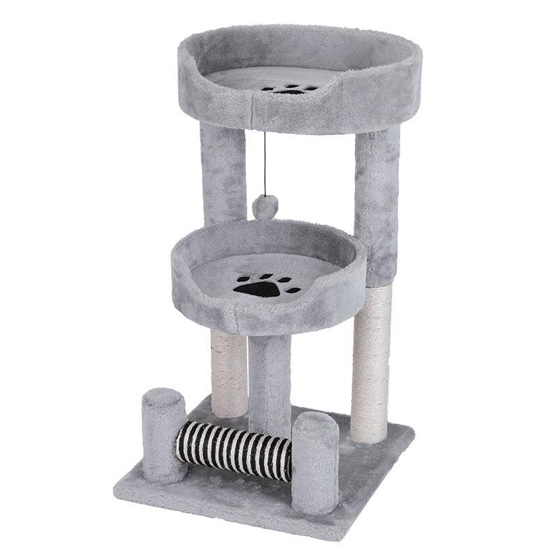 Gray Paw Print Cat Climbing Frame With Sisal Grinding Claw Toy - All-In-One Cat Playground – vue 5