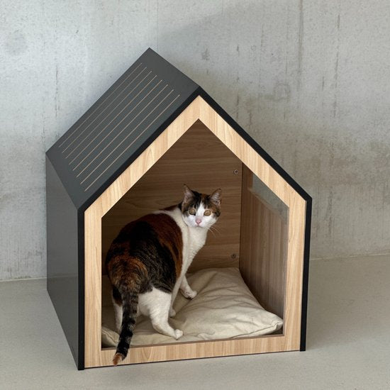 Niche pour animaux | bois | noir | 58 x 58 x 65 cm - STUDIO ANIMAUX