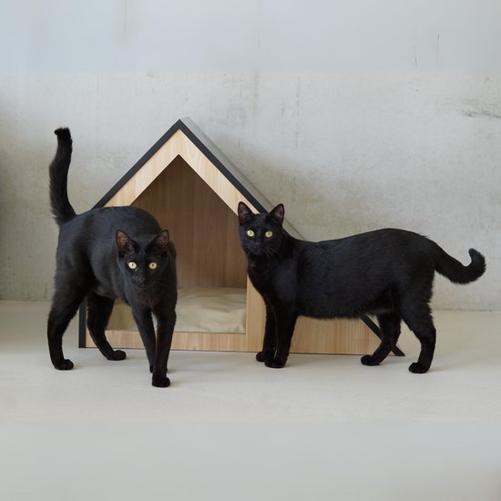 Maison pour chat | bois | noir | 75 x 50 x 53 cm - STUDIO ANIMAUX
