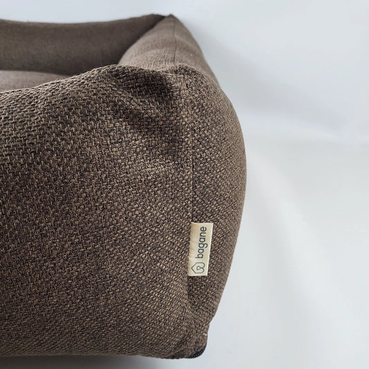 Dauphine - Panier chien / chat de luxe, en tissu chocolat - BAGANE