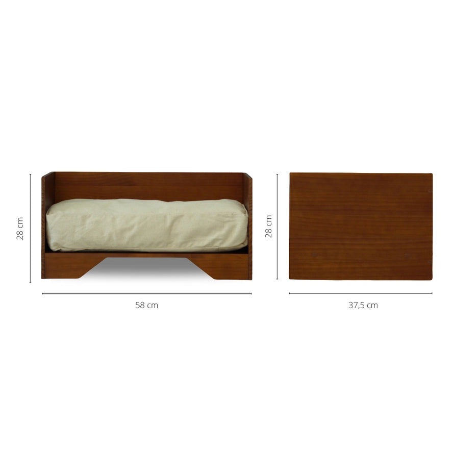 Lit pour chien avec oreiller | bois | petit | 37,5 x 58 cm - STUDIO ANIMAUX