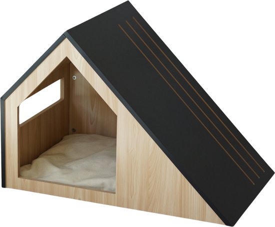 Maison pour chat | bois | noir | 75 x 50 x 53 cm - STUDIO ANIMAUX