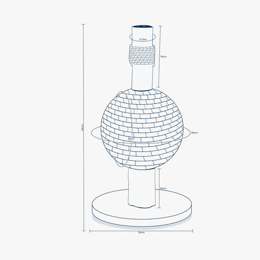 Griffoir sphérique en corde tressée, monté sur une base en bois, conçu pour stimuler les griffes des chats de manière esthétique.