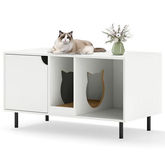 40 Inch Cat Litter Box Enclosure for 2 Cats Hidden Cat Washroom-White – vue 5