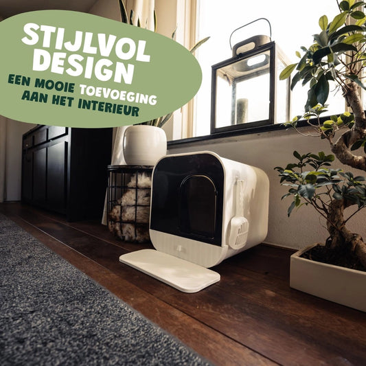 Bac à litière blanc moderne - Tiroir amovible - De Blaffende Kat