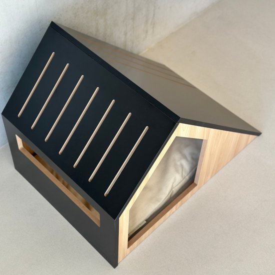 Maison pour chat | bois | noir | 75 x 50 x 53 cm - STUDIO ANIMAUX