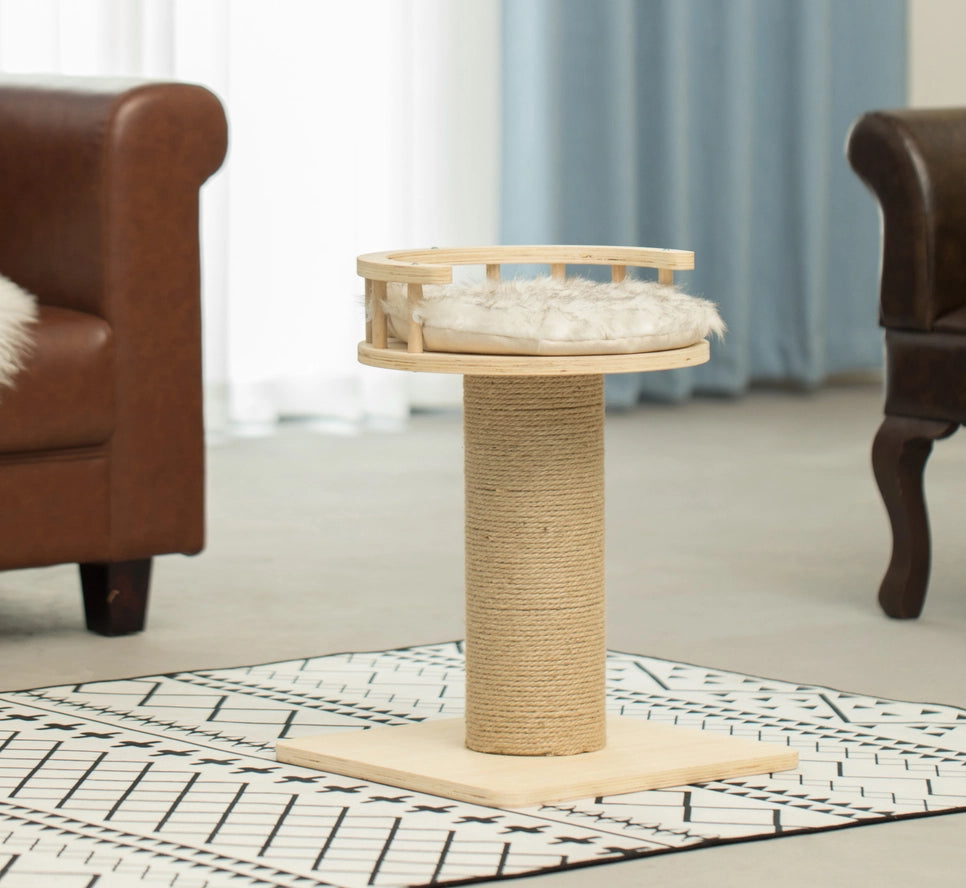 Arbre à Chat en Sisal en Bois avec Lit Pour Animal Domestique - Quickway Imports