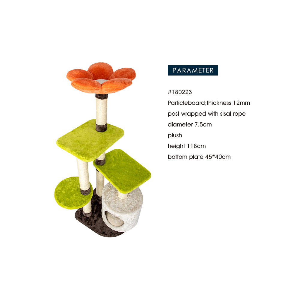 HONEYPOT CAT® Cat Tree Colorful Flowers Theme 118cm #180223 – vue 2
