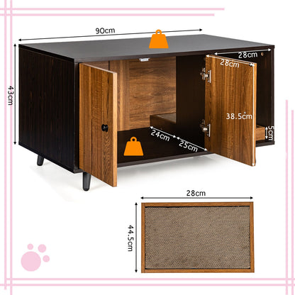 NNECW Cat Litter Box Enclosure with Divider for Large Cat &amp Kitty-Coffee – vue 5