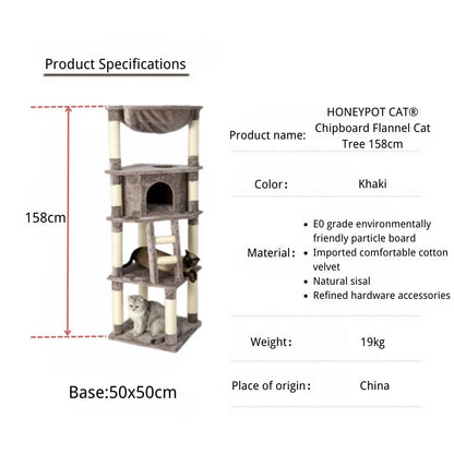 HONEYPOT CAT® Chipboard Flannel Cat Tree 158cm – vue 2