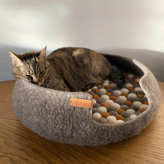 Panier de lit pour animaux domestiques en laine feutrée - Mishum