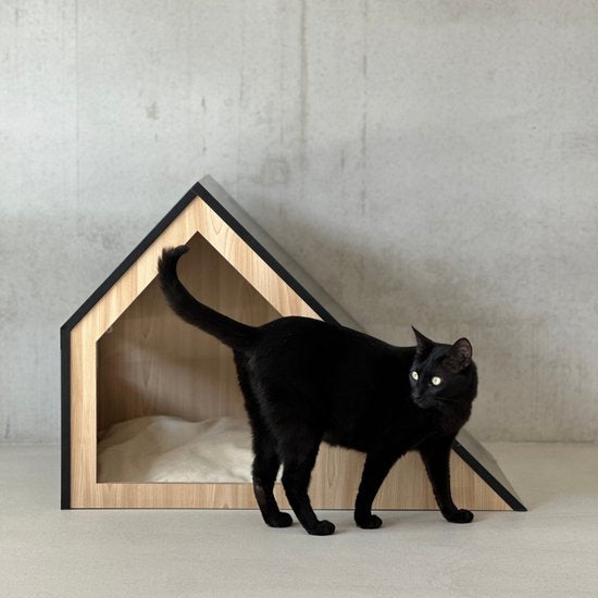 Maison pour chat | bois | noir | 75 x 50 x 53 cm - STUDIO ANIMAUX