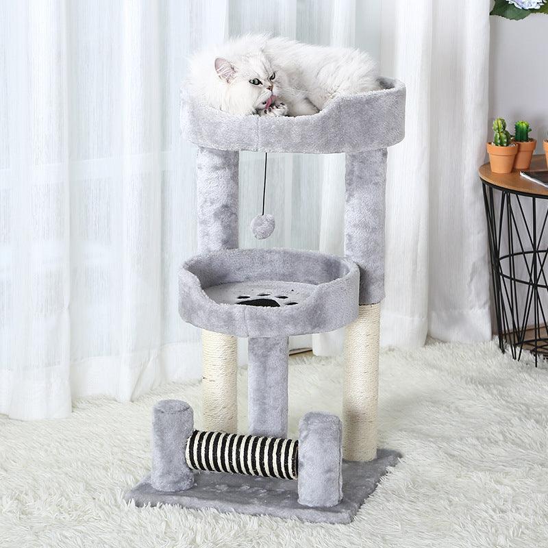 Gray Paw Print Cat Climbing Frame With Sisal Grinding Claw Toy - All-In-One Cat Playground – vue 4
