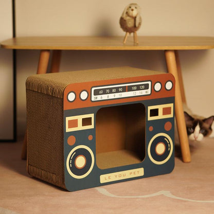 The Ultimate Cat Entertainment Center: Radio Cat Scratcher With Integrated Cat Litter – vue 3
