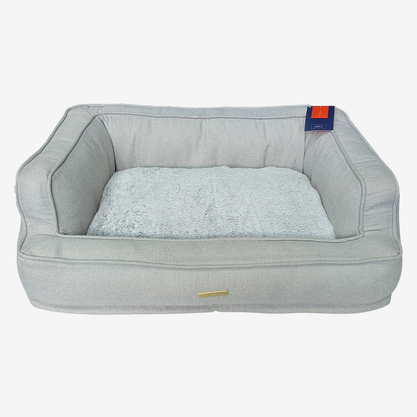 Coussin ovale en tissu gris pour chien, doux et confortable, doté d’un oreiller moelleux, parfait pour les chiots et chiens de toutes tailles.