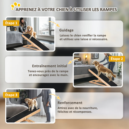 Rampe pour chien de grande taille pliable, escalier pour chien canapé avec hauteur ajustable 26-61 cm, noir