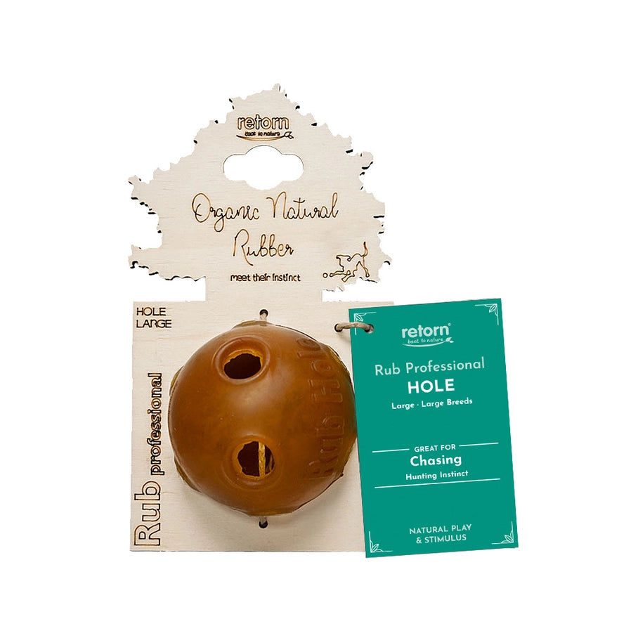 Jouet en caoutchouc naturel Rub Hole, parfaitement conçu pour stimuler l'instinct de chasse et divertir les chiens de grande race.