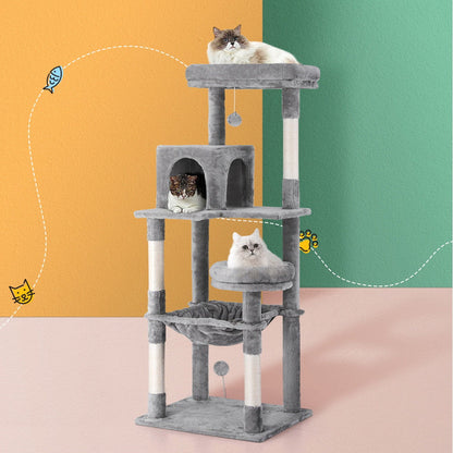 i.Pet Cat Tree Tower Scratching Post Scratcher 143cm Condo House Trees Grey – vue 2