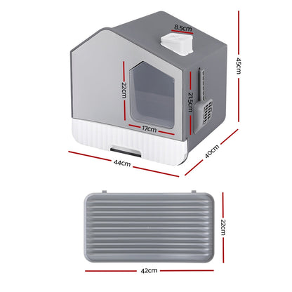 i.Pet Cat Litter Box Large Tray Kitty Toilet Enclosed Cat Litter Box Hooded Scoop Mat Grey – vue 3