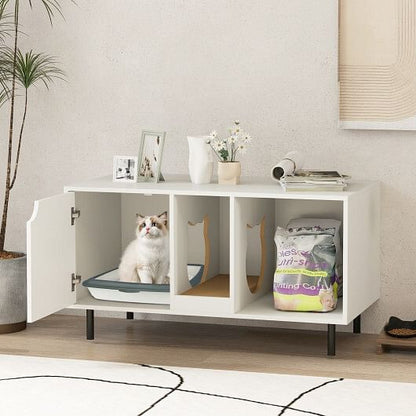 40 Inch Cat Litter Box Enclosure for 2 Cats Hidden Cat Washroom-White – vue 2