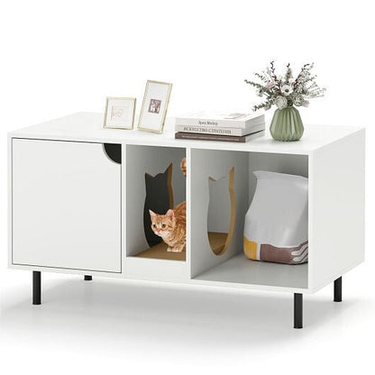 40 Inch Cat Litter Box Enclosure for 2 Cats Hidden Cat Washroom-White – vue 3