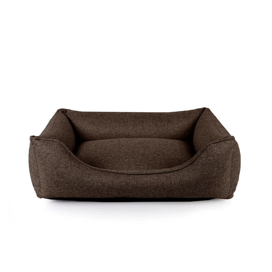Dauphine - Panier chien / chat de luxe, en tissu chocolat - BAGANE