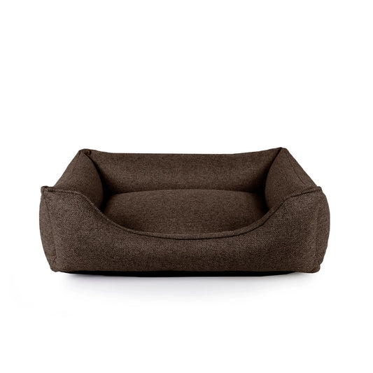 Dauphine - Panier chien / chat de luxe, en tissu chocolat - BAGANE