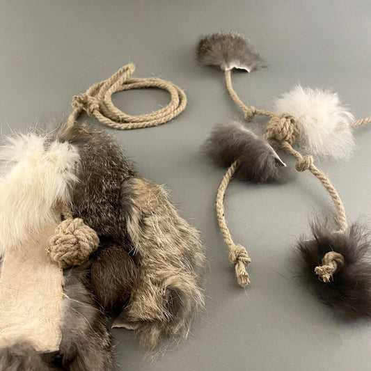 Ensemble de 2 jouets pour chats en fourrure de lapin - Pawsome Pet Toys