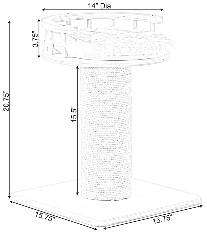 Arbre à Chat en Sisal en Bois avec Lit Pour Animal Domestique - Quickway Imports