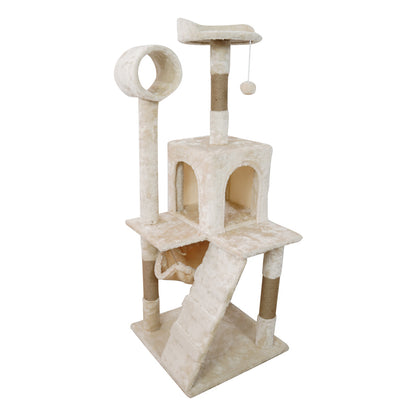 NNEDPE 135cm Cat Tree Scratching Post - Beige – vue 3