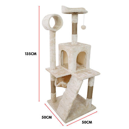 NNEDPE 135cm Cat Tree Scratching Post - Beige – vue 5
