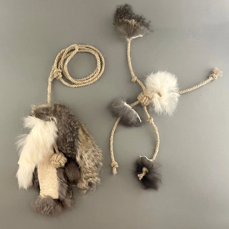 Ensemble de 2 jouets pour chats en fourrure de lapin - Pawsome Pet Toys