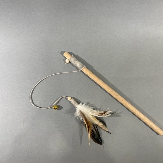 Jouet pour Chat Naturel - Plumes et Clochette - Baguette pour Chat - Pawsome Pet Toys