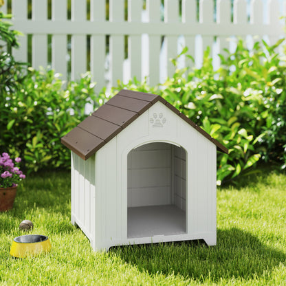 Niche pour chien extérieur, maison chien en polypropylène imperméable ventilé plancher surélevé 88x79x89cm gris clair