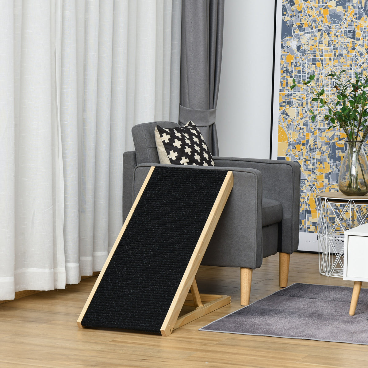 Rampe pour chien de grande taille pliable, escalier pour chien canapé avec hauteur ajustable 26-61 cm, noir
