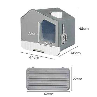 PaWz Fully Enclosed Cat Litter Box Mat Grey – vue 5