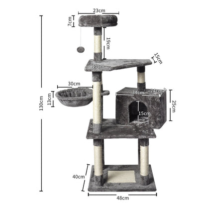 PaWz 130cm Cat Tree Toy Scratching Post Grey – vue 5