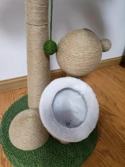 Coconut Tree Cat Scratching Post with Ball Toy – vue 5
