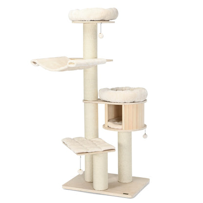 NNECW 4-Layer Solid Wood Cat Tree for Kitten & Adult Cat – vue 3