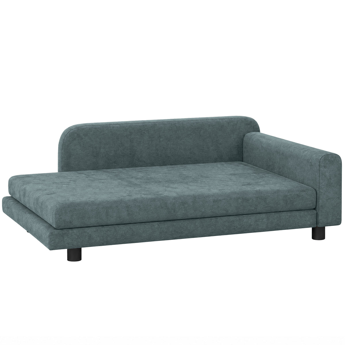 Canapé pour Chien Lit pour Chien Coussin Déhoussable Lavable Dossier Haut Accoudoirs Velours 101x66x34,5cm Gris