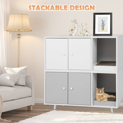 NNECW Cat Litter Box Enclosure with Divider for Large Cat &amp Kitty-Grey – vue 4