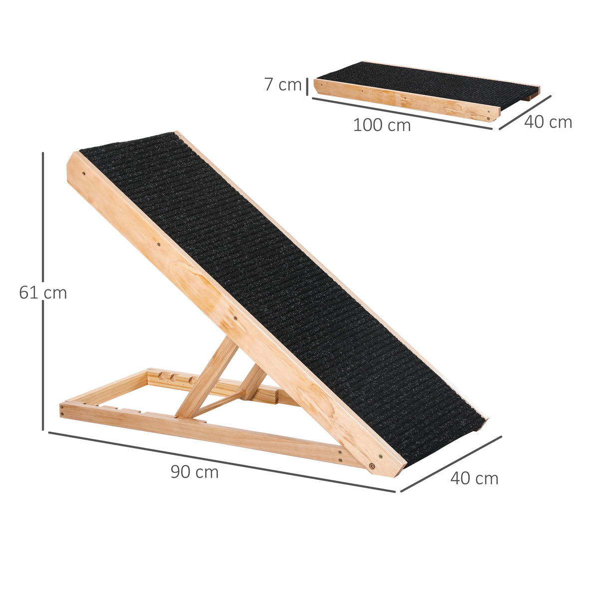 Rampe pour chien de grande taille pliable, escalier pour chien canapé avec hauteur ajustable 26-61 cm, noir